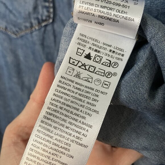 Levi's Shirt Womens L Harrison Raglan Long Sleeve Lyocell Western Button Up Blue - Picture 3 of 6